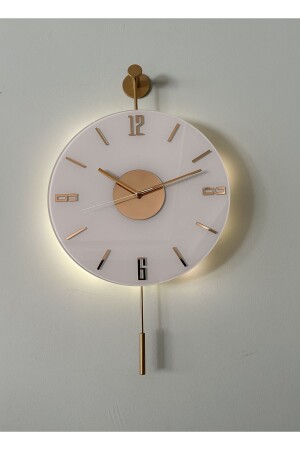 Artistry Kardelen Gold Series (35 cm DIAMETER) - Battery Powered LED - Modern Decorative Glass Metal Wall Clock - Metaquartz Aksesuar