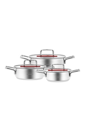 Arya Induction Based 6 Piece Midi Steel Cookware Set Red 153. 03. 08. 2187-1 - Karaca