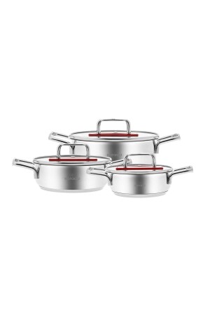 Arya Induction Based 6 Piece Steel Pan Set Red 153. 03. 08. 2189-1 - Karaca