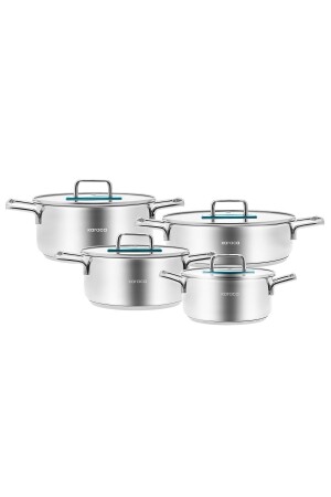 Arya Induction Based 8 Piece Steel Cookware Set Blue 153. 03. 08. 2188-1 - Karaca