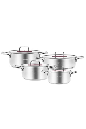 Arya Induction Based 8 Piece Steel Cookware Set Pink 153. 03. 08. 2188-1 - Karaca
