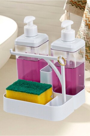 As-118 2x350 Ml 2-Piece Liquid Soap Dispenser with Ring Cloth Hanger and Sponge Chamber 2022ST01300 - Awion