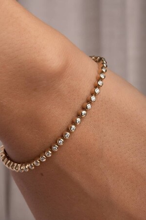 Asansörlü Su Yolu Bileklik ( 925 Ayar Gümüştür- Üzerine Altın Kaplanır ) - Crystal Diamond Zirconia