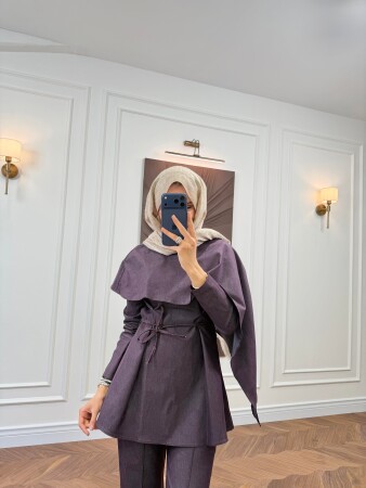 Asilla Cape Suit - Burgundy - Duendeca