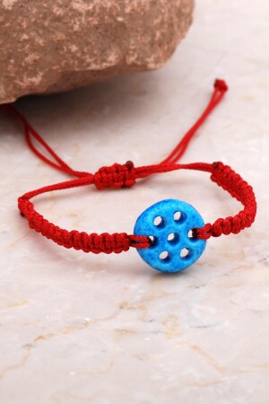 Assyrian Evil Eye Bead Red Macrame Bracelet 4303 - Sümer Telkari
