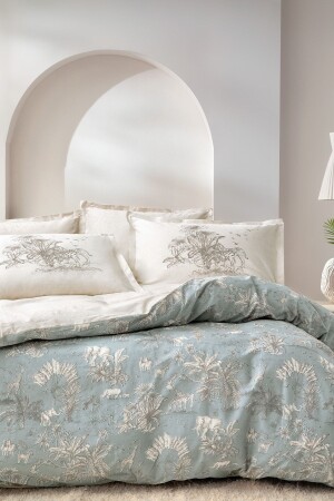 Aster Double Ranforce Duvet Cover Set - Sage - Yataş