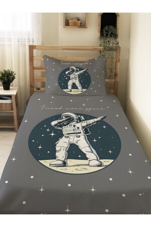 Astronaut Patterned-Printed Single and Children's Pique Set - Evmila