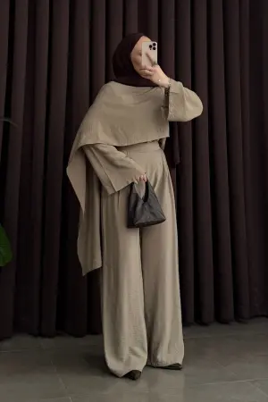 Asymmetrical Shawl Collar Premium Suit Khaki - Nuuwears