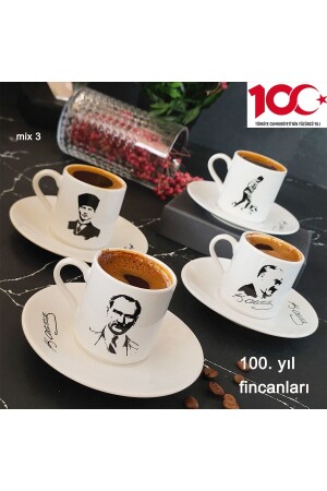 Ata 4 Person Coffee Cup Set Mix-3 HBF-08-KFT-MIX3 - REGNA HOME