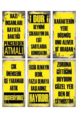 ATARLI FUNNY FUN WORDS WALL SCRIPTS BEHIND THE TRUCK WORDS 6 PIECE MINI RETRO WOODEN POSTER SET - Hayat Poster