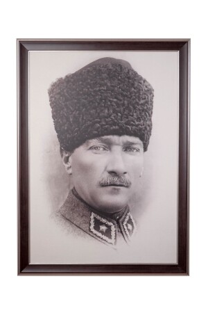 Ataturk Portrait Painting Brown Framed Painting 55x75cm 152. MK. OF. T. 5575. 3 - BELLARTE