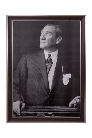 Ataturk Portrait Painting Brown Framed Painting 55x75cm 152. MK. OF. T.5575. 2 - BELLARTE