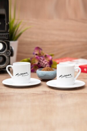 Atatürk signierte doppelte türkische Kaffeetasse HD-C2001-402BE - Genel Markalar