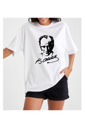 Ataturk Silhouette Printed Oversize Women's T-shirt FRDT-ATA-SLTKDNTSHRT - FRADOTEX