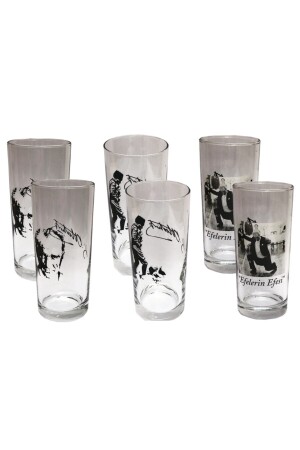 Ataturk Themed Glass Raki Glass 6 Pieces 3 Model Raki Glass ATATÜRKRAKISET2 - Genel Markalar