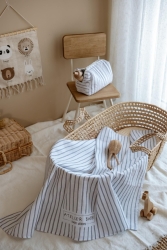 Atelier Babbi Gri Çizgili Organik Pamuk Müslin Örtü ABMOGC - Atelier Babbi