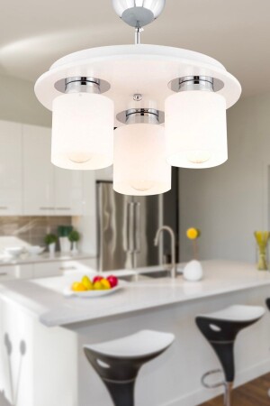 Atlas 3-Piece Round White Modern Young Room Kitchen-Bathroom Kitchen Living Room Spotlight Chandelier 3337-03-Y-WH - Apliqa