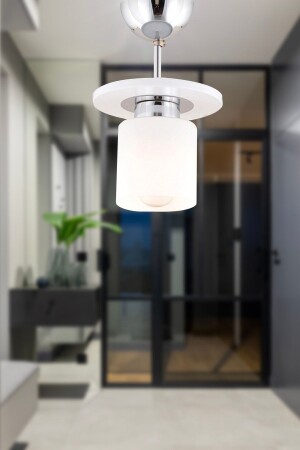 Atlas Single White Round Modern Young Room Kitchen-Bathroom Kitchen Living Room Spotlight Chandelier 3337-01-Y-WH - Apliqa