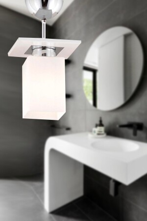 Atlas Single White Square Modern Young Room Kitchen-Bathroom Kitchen Living Room Spot Chandelier 3337-01-K-WH - Apliqa