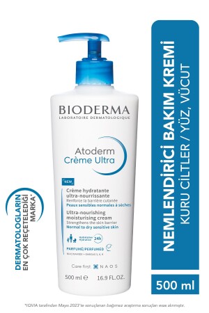 Atoderm Cream Ultra Feuchtigkeitsspendende Gesichts-Körperpflegecreme für normale und trockene Haut 500 ml - Bioderma