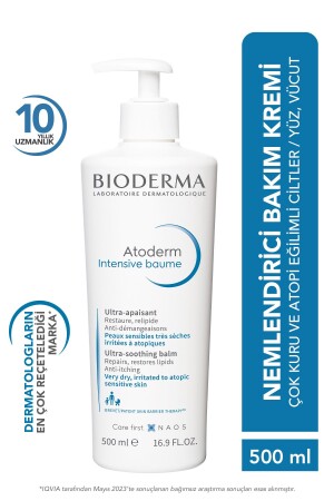 Atoderm Intensive Balm Feuchtigkeitsspendende Reparaturcreme für sehr trockene, zu Atopie neigende Haut, Erwachsene-Kind, 500 ml - Bioderma