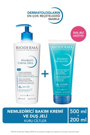 Atoderm Normale und trockene Haut Feuchtigkeitsspendende Gesichts-Körpercreme und Duschgel Double Advantage Set 500 & 200 ml - Bioderma