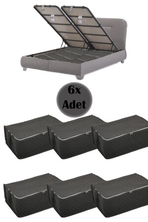 Aufbewahrungstasche für Sofabett-Untergestell, Untergestell, Pullover, Kissen, Hecht, Aufbewahrungstasche, 6 Stück, 22 x 40 x 60 cm (grau) - Adarya