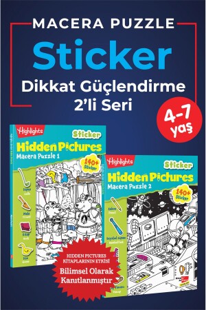 Aufmerksamkeitsstärkender Aufkleber mit versteckten Bildern – Abenteuer-Puzzle-Serie von 2 - Dikkat Atölyesi Yayınları