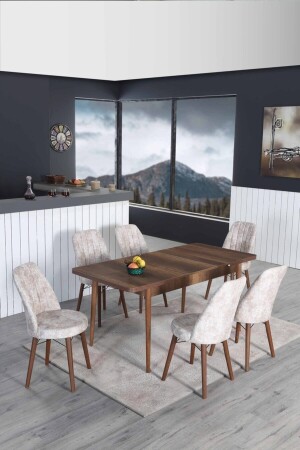 Ausziehbarer Tisch für 6 Personen, Küchentisch-Set, Wohnzimmertisch, Esstisch, Tisch-Set - Lion
