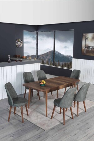 Ausziehbarer Tisch für 6 Personen, Küchentisch-Set, Wohnzimmertisch, Esstisch, Tisch-Set - Lion