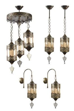 Authentic Style Ottoman Motif 1 Piece 3-Piece Chandelier 2 Pieces Single Chandelier 2 Pieces Sconce Chandelier Set OTANTIKSETLER - Uçar