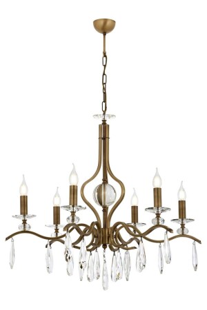 Av-60394-6e Antique Finish Classic Chandelier E14 Metal Crystal 80cm AV-60394-6E - Avonni