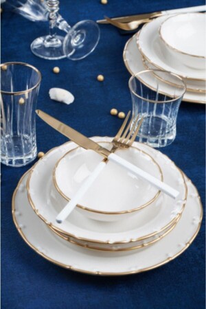Avangard Acar Liyana 24 Piece Porcelain Gold Dinner Set ACR-XTL12344-GLD - ACAR