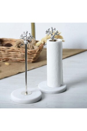 Avangarde Marble Pedestal Metal Silver Paper Towel Holder ZH-ZH-122 - Santara