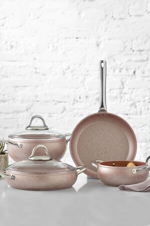Avanos Rose Bio Granite 7 Piece Cookware Set 153. 03. 07. 9623 - Karaca