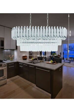 Avizade Roza Silver 75x35 Cm Luxury Chandelier with Crystal Stone YGK32 - MATMAZEL AKSESUAR