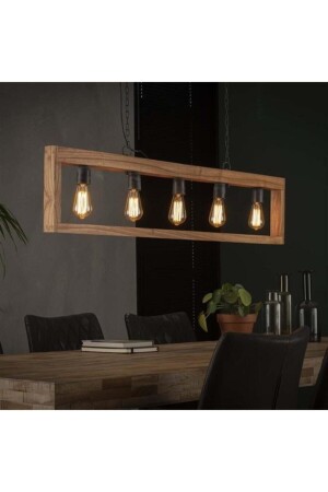 Avize Modül Sarkıt Ahşap Dekor Avize 130cm 5 Duy 327853817471 - Zanaat