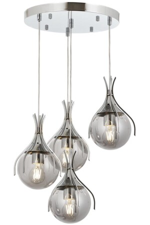 Avonnı Av-60161-4kt Krom Kaplama Modern Avize, E27, Metal, Cam, 40cm AV-60161-4KT - Avonni
