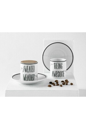 Awesome Weather Porcelain Set of 2 Coffee Cups 80 Ml Black 10035823 - English Home