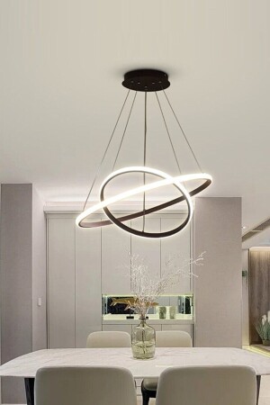 Axes Modern Design Schlafzimmer – Wohnzimmer – Küche Schwarz Farbe Weiß LED 2-teiliger Kronleuchter AXL02 - Fer Avize