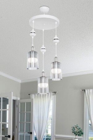Axes White Globe Chrome 3-Piece Chandelier with Smoked Glass MNG. 5226 - glorıa