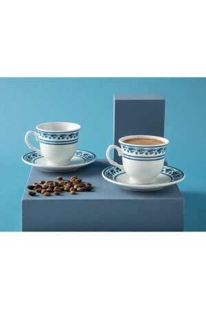 Axis Porcelain 4 Piece Coffee Cup Set for 2 Persons 80 Ml Dark Blue 10035828 - English Home