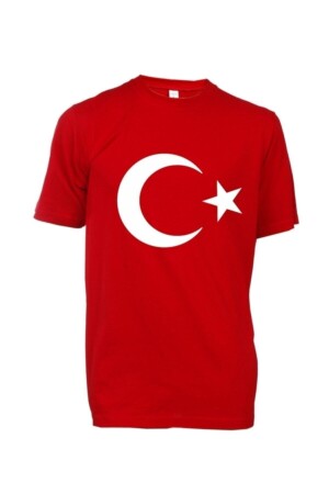 Ay Yıldızlı Türk Bayraklı Unisex Kırmızı T-shirt - Kostüm Atölyesi
