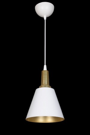 Ayça Modern Design Antique Detailed White Inside Gold Color Metal Single Chandelier TRN48757 - Fer Avize
