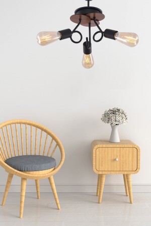 Aydinç 3-Piece Black Walnut Wooden Chandelier 8680763942827 - Begüsa
