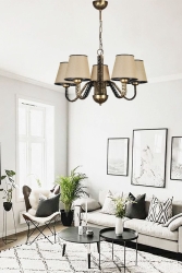 Aydınlatma Banyum 5 Li Abajur S.kahve Siyah Sarı Patine Avize 705 0447 40 099 - Venon