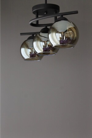 Aydınlatma Modern Siyah Füme Camlı Salon Oda Poyraz 3lü Avize DWWT3236 - AVİZEVİ