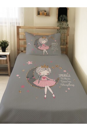 Aykız Patterned Baby And Kids Printed Single Pique Set 160x230 Gray 56171 - Evmila