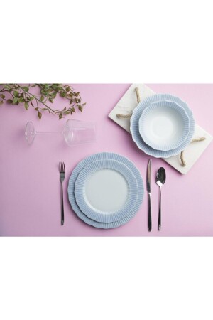 Ayliz Blue 24 Piece Dinner Set for 6 People 102AYL23AK24 - Porland