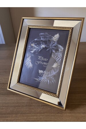 Aynalı Çerçeve- Cam Aynalı Altın Renk Çerçeveli Fotoğraf Çerçevesi- 15x21cm - Bellarte